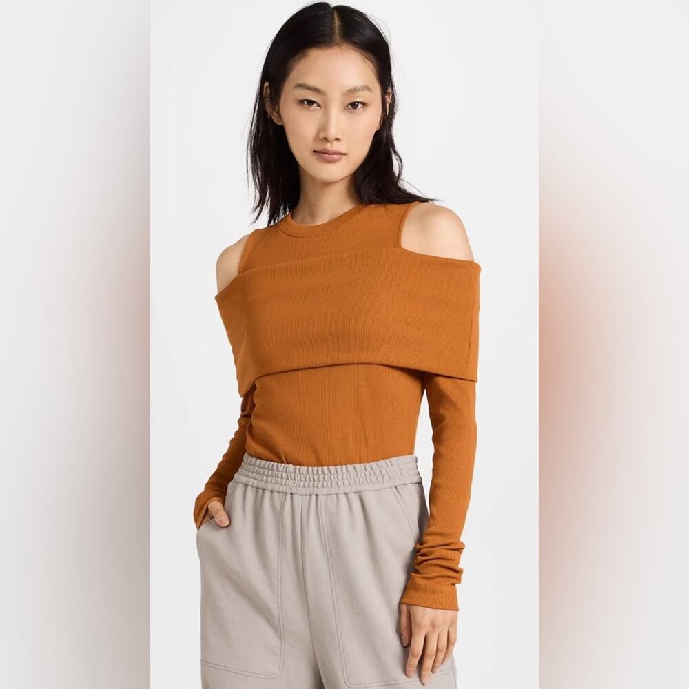 TANYA TAYLOR Sanna Top Caramel Orange Tan Shoulder Cutouts Wraparound Band NEW - Picture 11 of 16